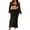 Black, variant on Fortune Women 2Pcs Knit Outfits Long Sleeve Tie Up Crop Tops Hollow Out Bodycon Long Skirt