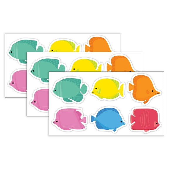 Creative Teaching Press Sea Friends School of Fish 3" Designer Cut-Outs, 36 Per Pack, 3 Packs
