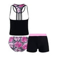 thumbnail image 4 of INHZOY 3 Pieces Girls Tankini Swimsuit Set Summer Bathing Suit Floral Hawaii Beach Swimwear,Sizes 4-16 Pink 4, 4 of 7