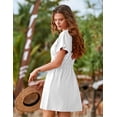 thumbnail image 5 of Ekouaer Women's Cover Up Short Sleeve Beachwear Coverups Loose V-Neck Bikini Beach Tunic Top, 5 of 6