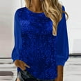 thumbnail image 2 of Women's New Casual Crew Neck Long Sleeve Sleeve Sleeve Loose Sequin Blouse Shirt, 2 of 2