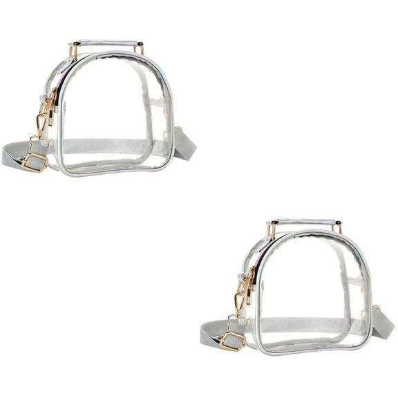 2 Pieces Transparent Messenger Bag Womens Tote Handbags for Shoulder Crossbody Clear Woman Mini Cell Phone Women's Miss Pvc