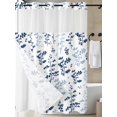 thumbnail image 3 of No Hook Shower Curtain with Snap-in Liner, Blue Botanical Waterproof Fabric Bathroom Curtains, Spring Floral Watercolor Leaf Bath Curtains & Mesh Top Window Stall 48"x72", 3 of 9