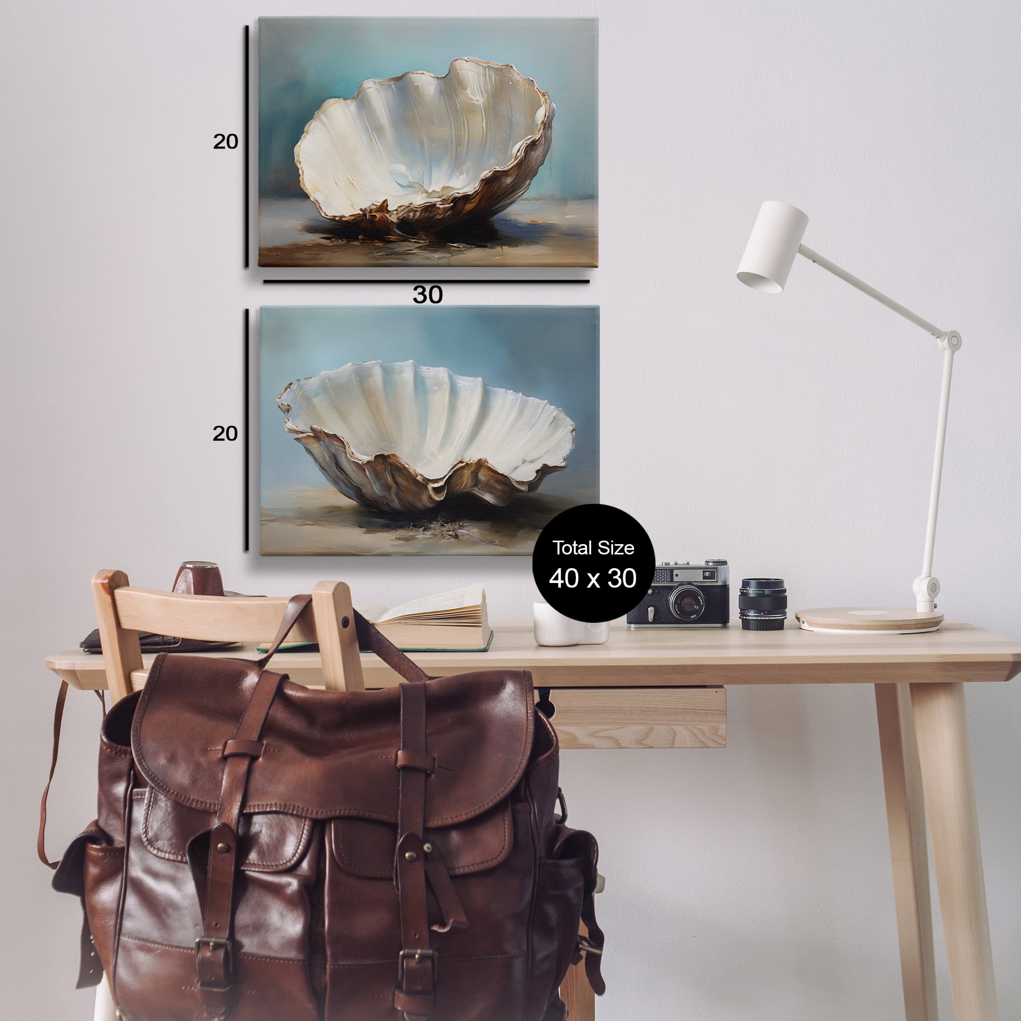 Stupell Industries Fresh Beach Finds Shells Nautical & Beach Painting Wrapped Canvas Art Print Wall Art, 30 x 20, Set of 2