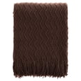 thumbnail image 6 of Battilo Brown Throw Blanket for Couch Bed Sofa,Boho Decorative Chocolate Brown Knit Throw,50"x60", 6 of 8