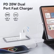 Dual Port 20W USB-A & Type-C Wall Adapter + USB-A to Type-C & Type-C to Type-C Cables by TechSecure