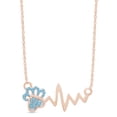 thumbnail image 2 of AFFY Round Cut Simulated Birthstone Paw & Heartbeat Pendant Necklace In 14K Rose Gold Over Sterling Silver By, 2 of 7