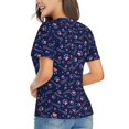 thumbnail image 3 of Vsdgher Bone And Star For American Women Shirts V Neck Short Sleeve Tops T-Shirt Basic Tees, S to 3XLX-Large, 3 of 5
