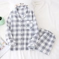 thumbnail image 4 of De moda a cuadros 100% gasa de algodón amantes conjuntos de pijamas de los hombres de las mujeres de Primavera de manga larga informal japonés pijamas Homewear, 4 of 4