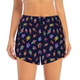 thumbnail image 2 of Balery Colorful Insects Pantalones cortos deportivos para mujer con forro y dos bolsillos, elásticos, para entrenamiento, gimnasio, yoga-Large, 2 of 7