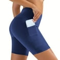 thumbnail image 2 of Biker Shorts for Women Plus Size Tummy Control Elastic Waist Seamless No See-Through Workout Running Leggings Yoga Short PantsBlue S, 2 of 9