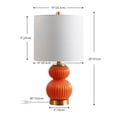 thumbnail image 6 of JONATHAN Y Daphne 20" Contemporary Transitional Metal/Glass Ribbed Gourd LED Table Lamp, Orange/Brass Gold, JYL1099E, 6 of 7