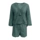 thumbnail image 3 of MKLEKYY conjunto Corto de Dos Piezas de Encaje Ajustado para Mujer, Top y Pantalones Cortos Sexis con Cuello En V y Mangas Acampanadas, Trajes de Fiesta con Bordado Suave y Hueco, 3 of 4