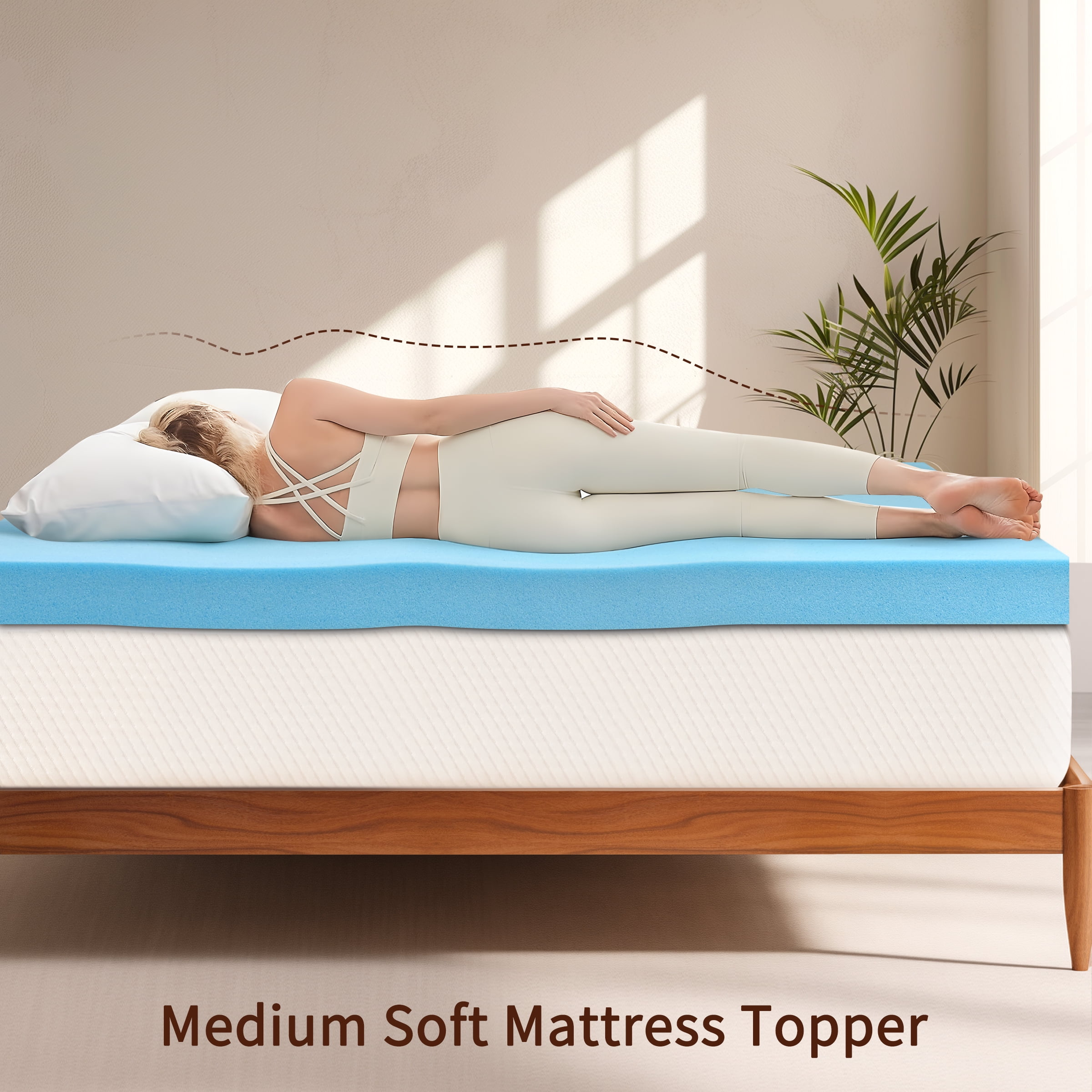DyFun 3" Twin Medium Soft Gel Memory Foam Mattress Topper Pressure Relief Bed Mattress Pad