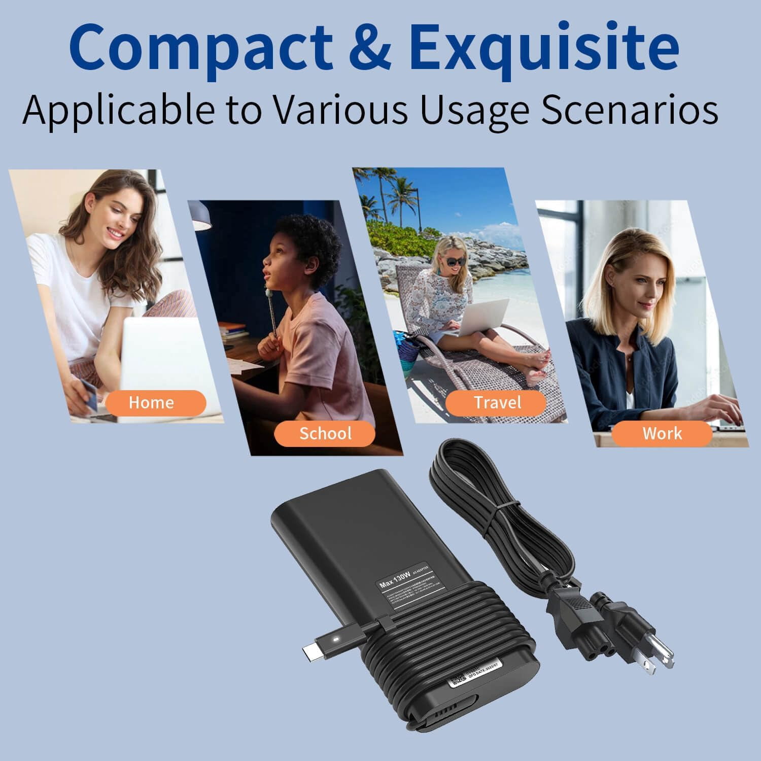 Energizewiz Laptop Charger for Dell 130W USB C Slim Adapter -  XPS 15 17 9575 9500 9510 9520 9530 9700 9710 9720 9730,Precision 5470 5480 5550 5560 5530 5570 5750 5760 5770