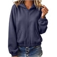 thumbnail image 2 of QUNYINEY Hoodie Women Blue Zip Up Fall Sweatshirt Casual Hooded with Pocket Long Sleeve Loose Fit Sweatshirts for Women S-2XL, 2 of 6