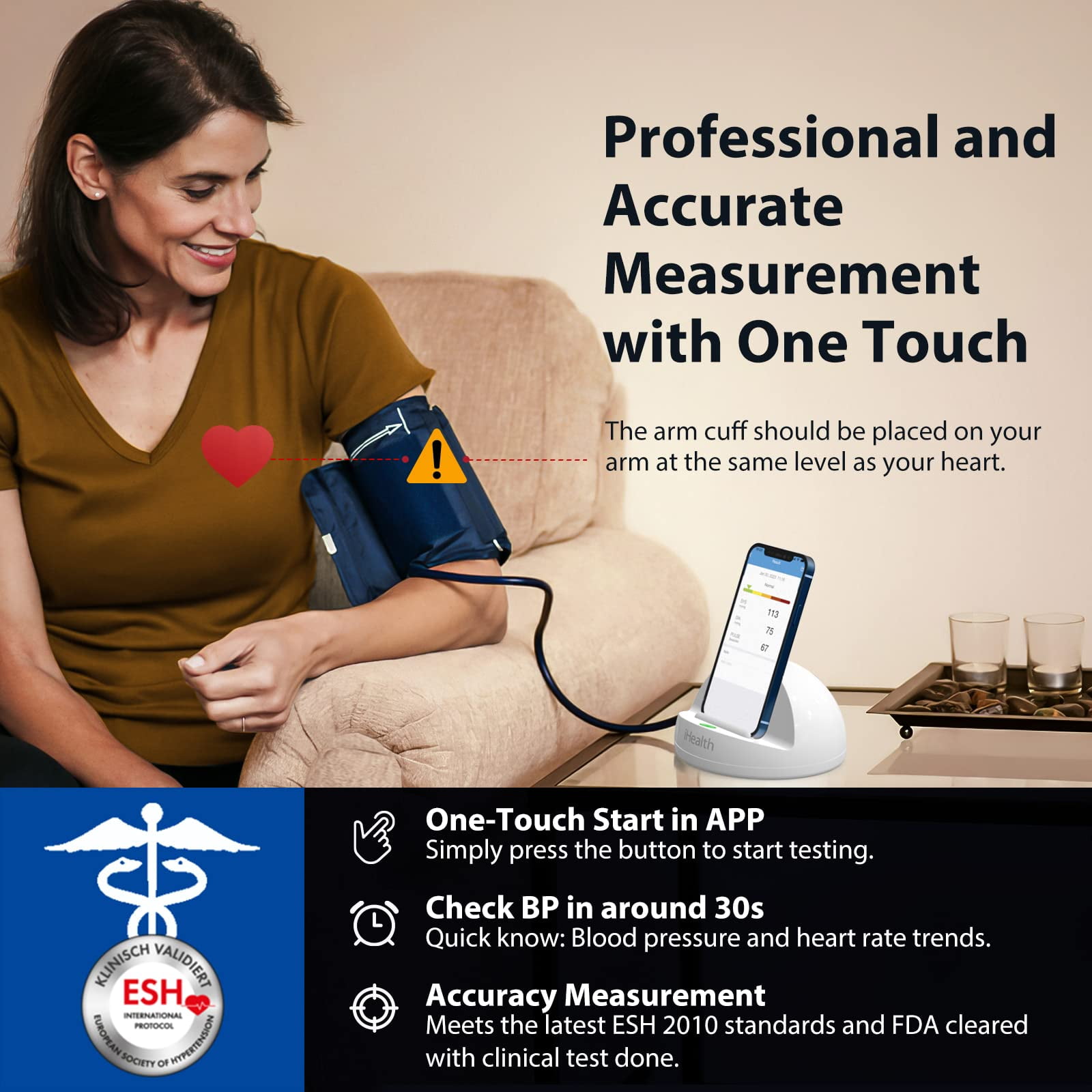 iHealth® Ease Wireless Blood Pressure Monitor, Large Cuff