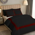 thumbnail image 3 of DNG Creations 1 Piece Full Black And Burgundy Border Line Pattern Duvet Cover - 100% Egyptian Cotton, 800 Thread Count ( Oversized Queen ), 3 of 5