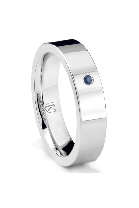 Cobalt Xf Chrome 6MM Solitaire Sapphire High Polish Pipe Cut Comfort Fit Wedding Band Ring Sz 13.5