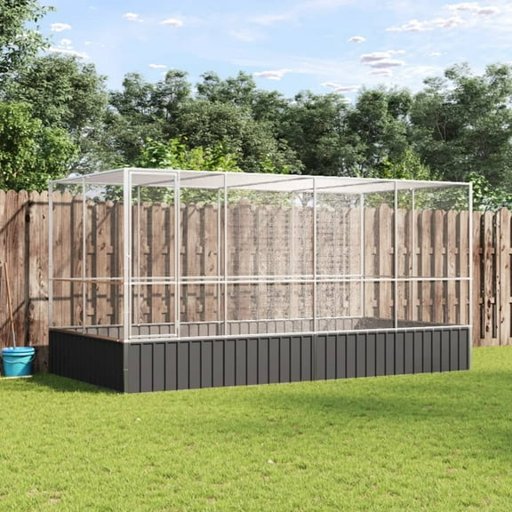 vidaXL Aviary with Extension Silver 164.6"x81.5"x83.5" Steel