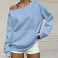 thumbnail image 2 of Bovemsi Plain T Shirts for Women Off The Shoulder Sweatshirt Trendy Oversized Cute Sweatshirts Fall Travel Hoodie With Pocket Funny T Shirts, 2 of 9