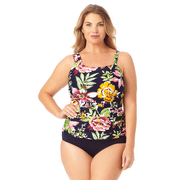 Anne Cole Plus - Assymetrical Ring Bandeau Tankini Swim Top