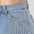 thumbnail image 6 of Clearance! Lisingtool Jeans for Women Womens Fringe Denim Shorts Mid Ripped Stretchy Jean Shorts Frayed Distressed Hot Shorts Promotion Sale, 6 of 9