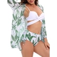 thumbnail image 2 of Txlixc Traje de baño de 3 piezas para mujer, cubierta de manga larga + sujetador cruzado + conjunto de parte inferior de bikini Txlixc  Sexy, 2 of 7