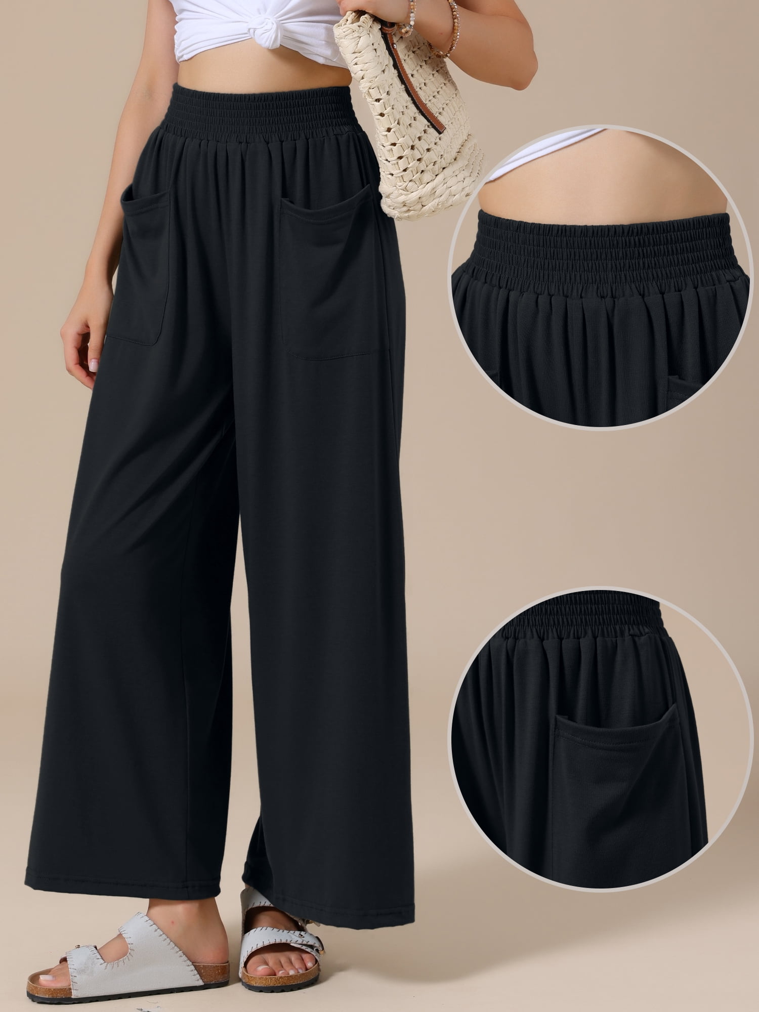 DARING DIVA Women's Wide Leg Baggy Palazzo Casual Pant X-Small Black
