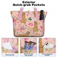 thumbnail image 2 of Tote Bag for Women - Golden Retriever with Flowers Shoulder Bag - Large Utility Work Duffle Bag with Zipper Handbag for Travel, Work, Sprots, 2 of 5
