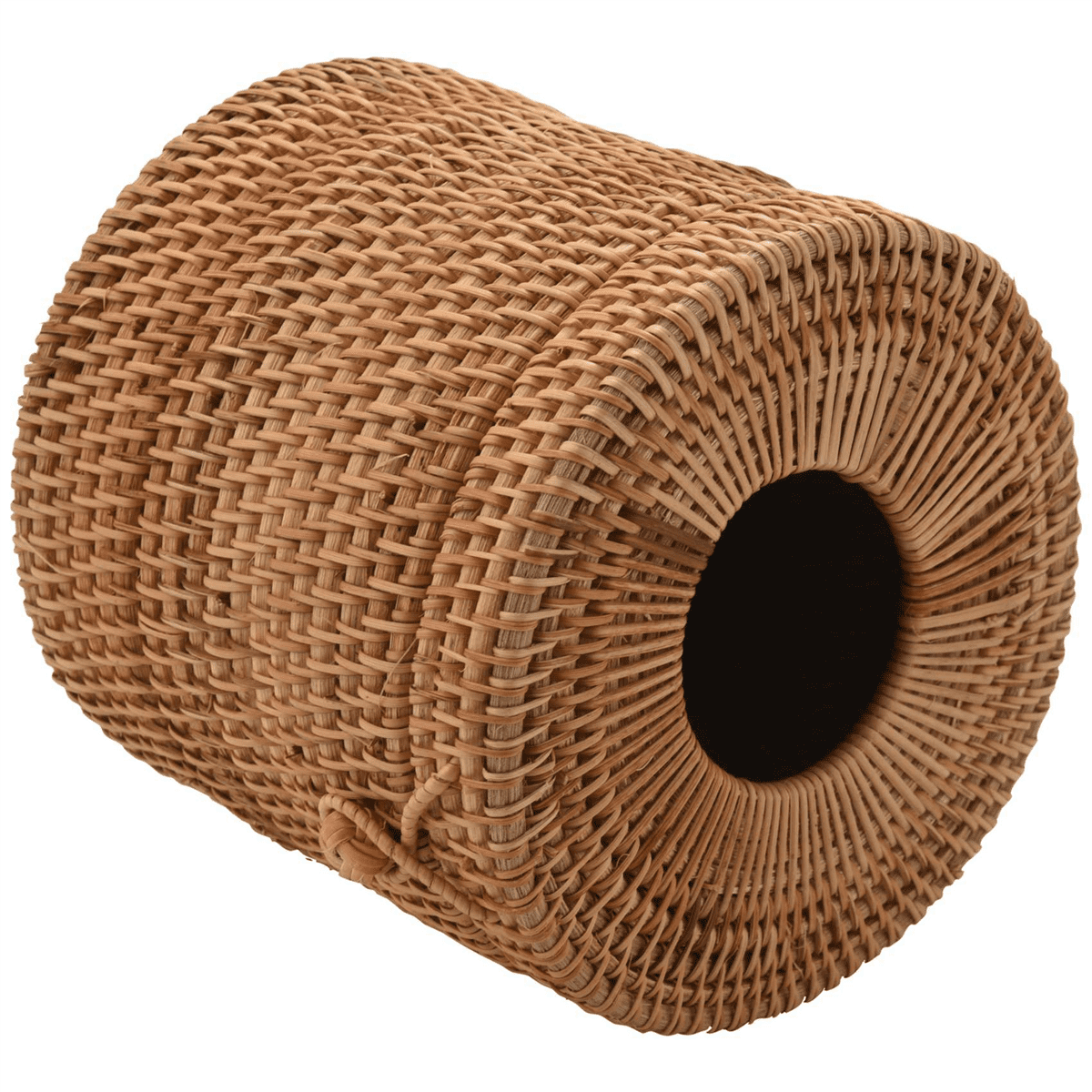 3X Round Rattan Tissue Box Vine Roll Holder Toilet Paper Cover Dispenser for Barthroom,Home,Hotel and Office
