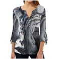 thumbnail image 2 of Hauts pour Femmes Mode T-shirt Décontracté à Manches 3/4 Col en V d'Été pour Femmes en Solde, 2 of 5