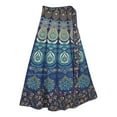 thumbnail image 1 of Ethnic Indian Peacock Feathers Long Cotton Indian Wrap Skirt, 1 of 2