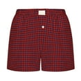 thumbnail image 5 of Weiqiqre Shorts for Women Elastic Waist Plaid Boxer Shorts Cute Gingham Sleep Lounge Shorts Bottoms, 5 of 5