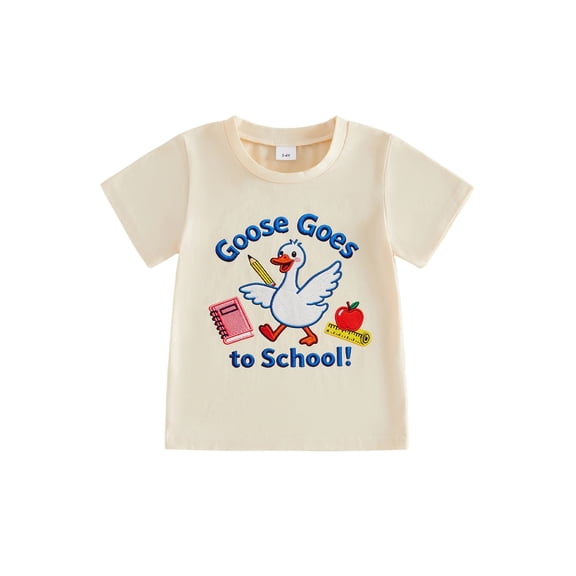 BemeyourBBs Toddler Baby Boy Girl Back to School T Shirts Kids Kindergarten Outfits 1 2 3 4 5 6 Years Little Boy Girl Short Sleeve Goose Raccoon Print Casual Summer Pullover Tee Shirt Tops