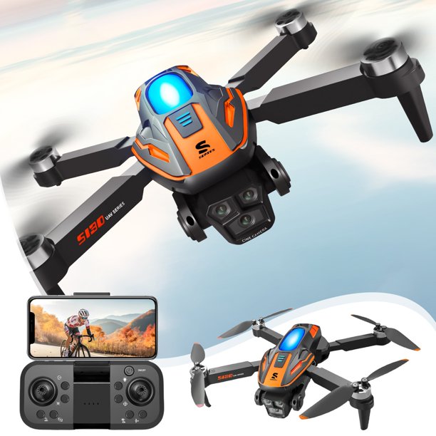 Drone with ESC Camera Brushless Motor and Cool Lights Drones 2.4G RC Quadcopter Altitude Hold Obstacle Avoidance for Kids Adults Clearance Items