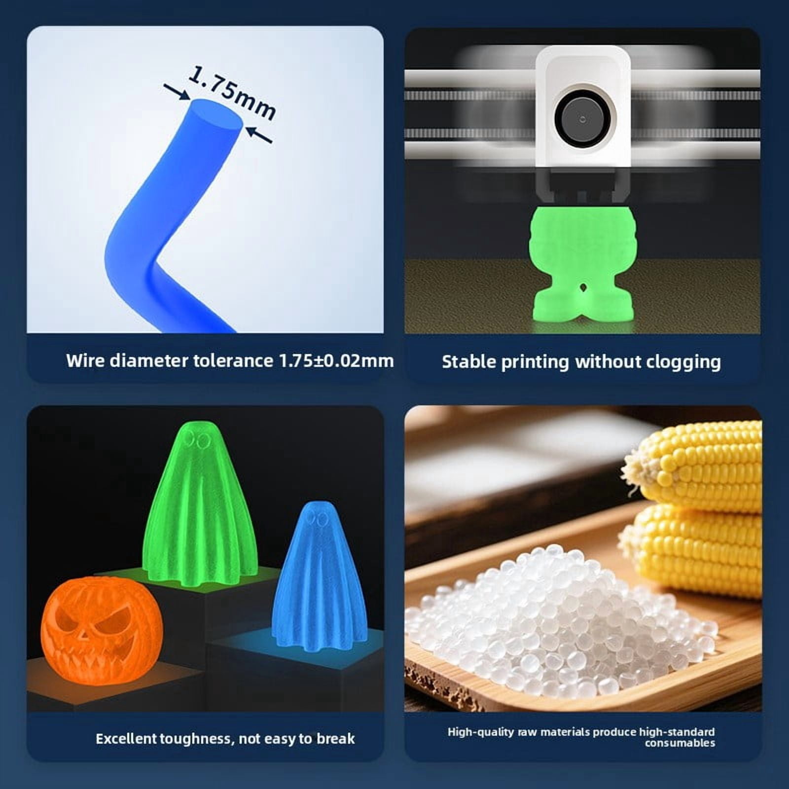 Luminous PETG 3D Printer Filament 1.75mm High Strength PETG Filament 1kg Spool Glow in The Dark 3D Printing Material  Low Warp Shatterproof for Most FDM 3D Printers