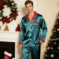 thumbnail image 7 of Matching Christmas Pjs for Family Silk Satin Holiday Matching Pajamas Sets Long Sleeve Button Down Comfy Loungewear Sets, 7 of 7