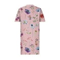 thumbnail image 4 of HOMBOM Summer Dresses for Women Short Sleeve Pink Mid-Length V-Neck A-Line Floral Plus Size 2024 Pocket Dress 3XL, 4 of 5