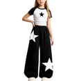 thumbnail image 2 of NEBWOAK Girls 2 Piece Outfit, Star Graphic Crop Top Baggy Wide Leg Pants Set,Black,Size 11-12Y, 2 of 6