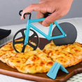 thumbnail image 3 of Bicycle Pizza Cutter, Bicycle Pizza Cutter, Pizza Slicer, Double Stainless Steel Pizza Cutter, Ultra Sharp Blade with Non-Stick Coating and Stand (Blu, 3 of 5
