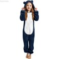 thumbnail image 2 of Dpytoraw Kids Bear Ear Fleece Romper Jumpsuit Long Sleeve Warm with Grip Soles, 3-12 Years, 2 of 6