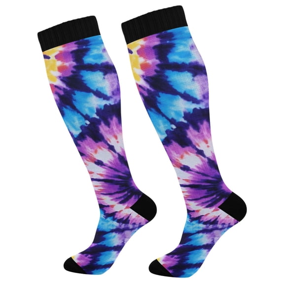 joogoo Art Tie Dye Purple Socks Women Men Knee High Sock