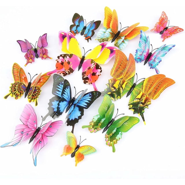 LAICAIW OPSEAM Butterfly Wall Decor 24/48 PCS, 3D Butterflies Stickers for Party Decorations with Magnets (Swallow, 48)
