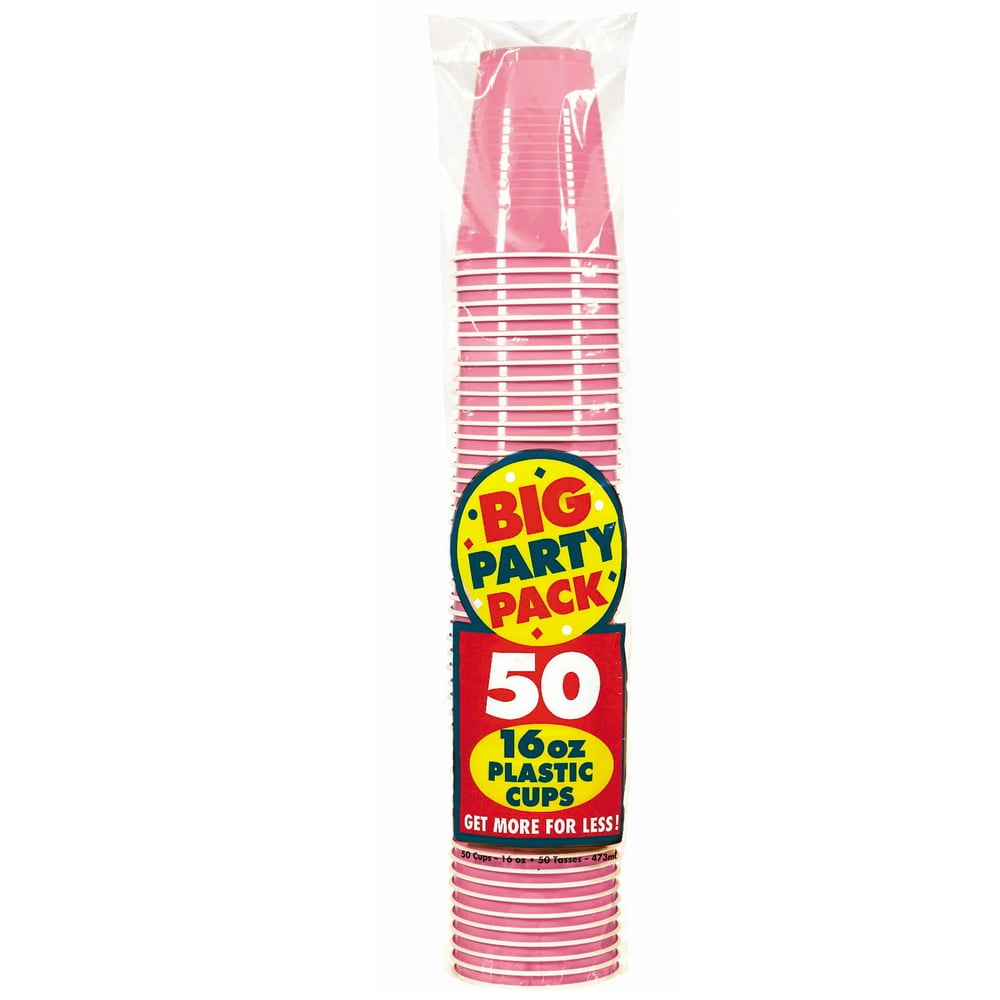 New Pink Big Party 16 oz. Plastic Cups (50 Count)