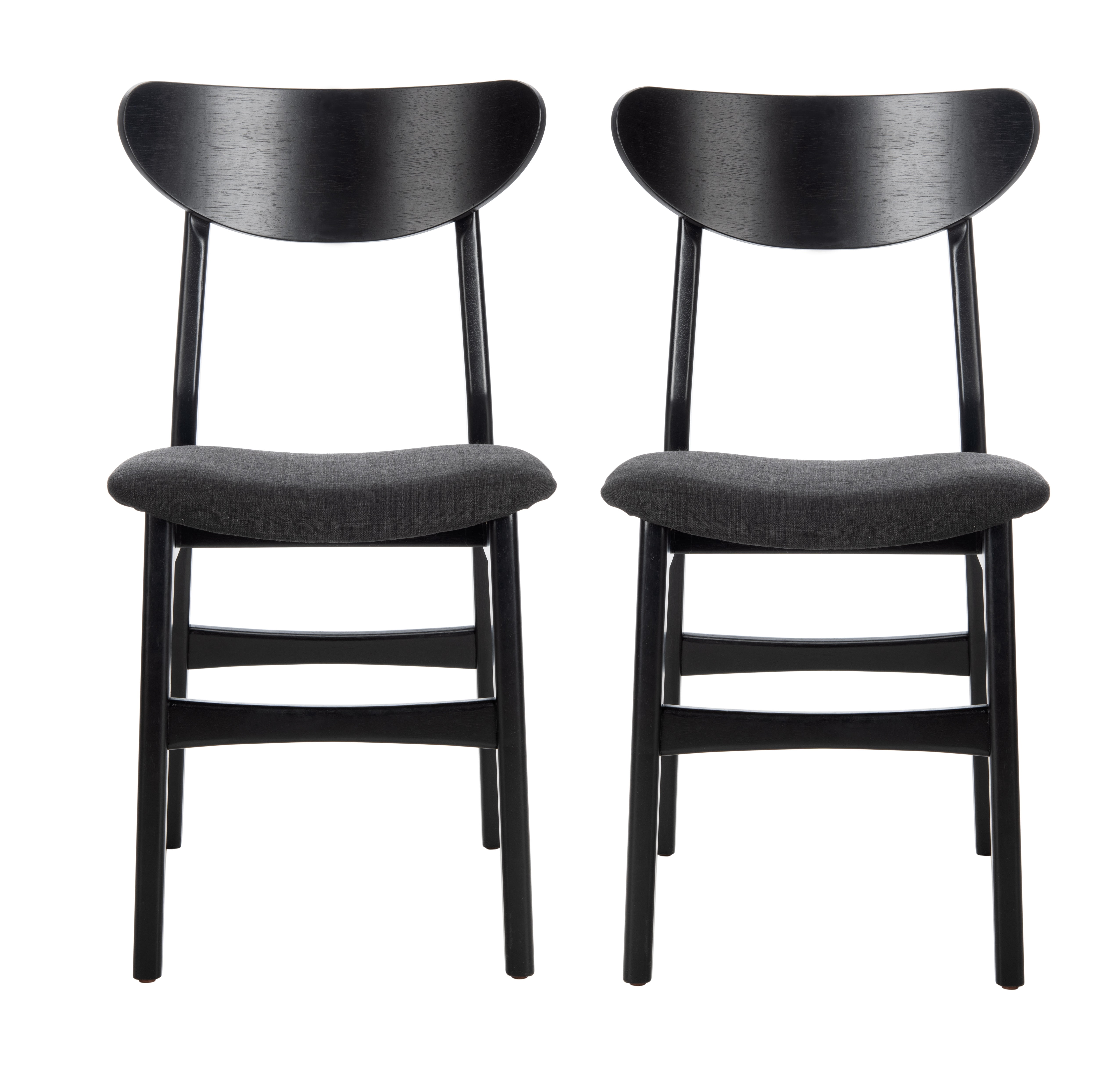 SAFAVIEH Lucca Retro Farmhouse Dining Chair, Black/Cushion, Set of 2