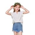 thumbnail image 4 of Shachafan Girls Summer Top With Collar And Ruffled Pure Color Casual Tee For Toddler And Kids Fashion Apparel T Shirt for Children Girl, 4 of 6
