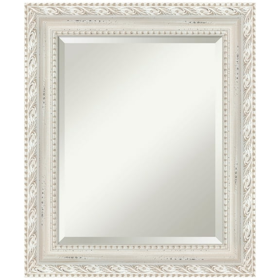 Amanti Art Opera Off White Beveled Wood Bathroom Wall Mirror