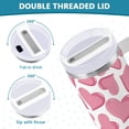 thumbnail image 5 of 30 oz Tumbler With Handle Stainless Steel Insulated Tumbler With Lid for Car Cup Holder Pink Hearts Pattern, 5 of 9