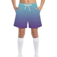 thumbnail image 2 of Boys Quick Dry Athletic Shorts with Pockets Ombre Purple Elastic Waist Drawstring Stretch 95% Polyester 5% Spandex Moisture Wicking Summer Size 120-170,Size 13-14T, 2 of 8